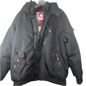 Canada WeatherGear Mens Black Bomber Jacket Hooded Parka Coat Size XL